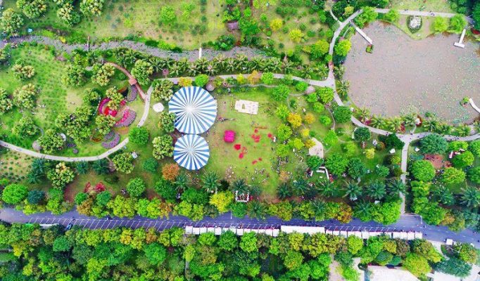 Toàn cảnh khu cắm trại Thiên Phú Lâm nhìn từ trên cao